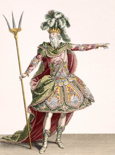 Costume per Nettuno in diverse opere, inciso da Rene Gaillard c.1780 da Jean Baptiste Martin